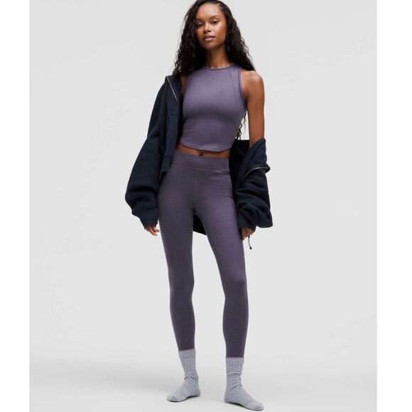 Lululemon Soft Sueded Crewneck Cropped Tank Top Nightfall / Nightfall Size 6 - Picture 4 of 8